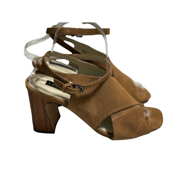 Sanctuary Suede Peep Toe Block Heel Sandal 7.5 - Picture 1 of 7